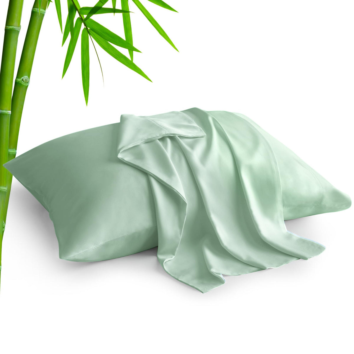BEDELITE Cooling Pillow Cases Queen Size Set of 2, Rayon from Bamboo, Grey