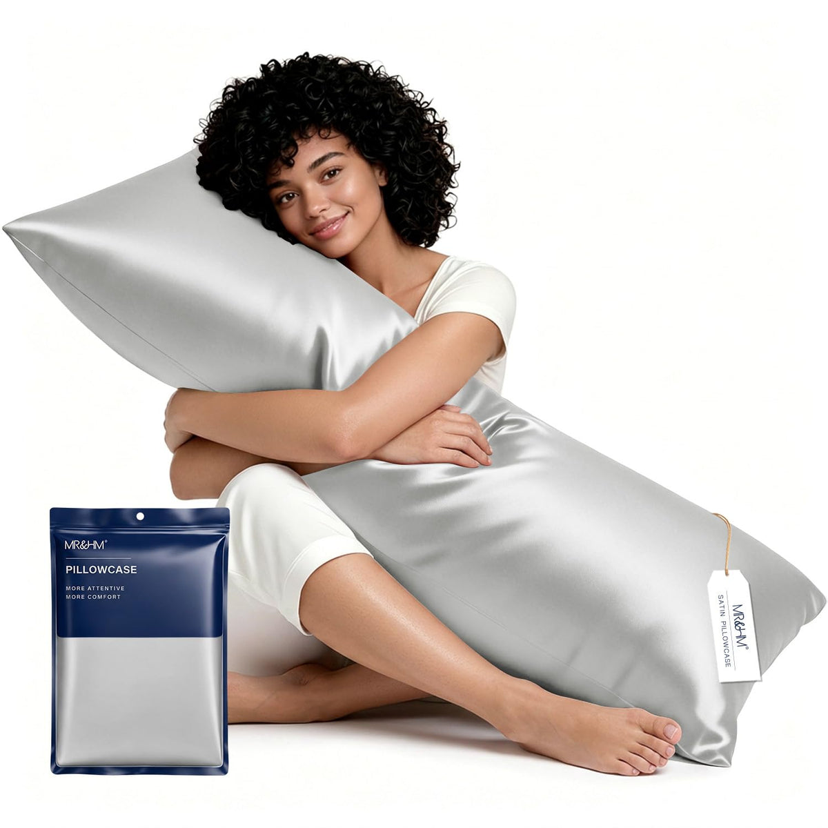 MR&HM Satin Pillowcase 2 Pack, Queen Size 20"x30", Black