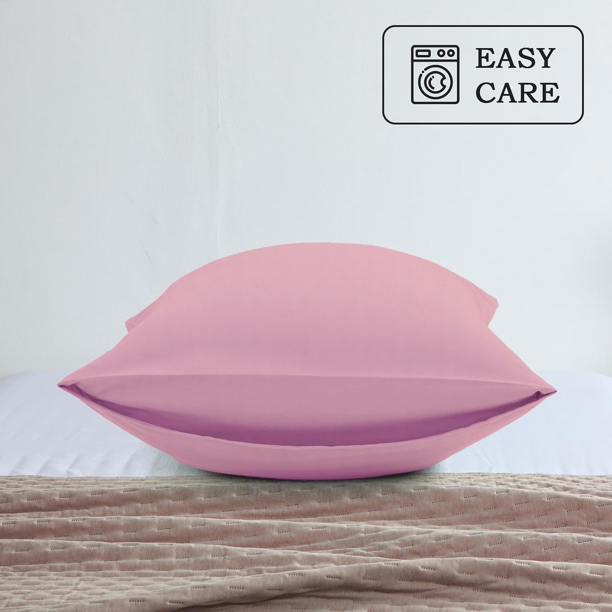 Set of 2 Brushed Microfiber Pillowcases 20x26 inch Pink