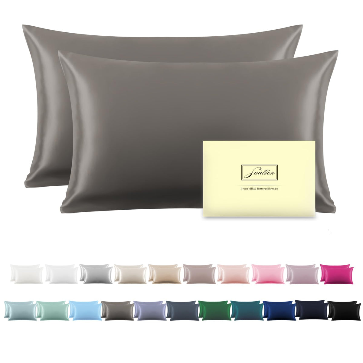 Mulberry Silk Pillowcase for Hair and Skin Standard Size 20"X 26" Pillow Case with Hidden Zipper Soft Breathable Smooth Cooling Silk Pillow Covers for Sleeping (Haze Blue,Standard,1Pcs)