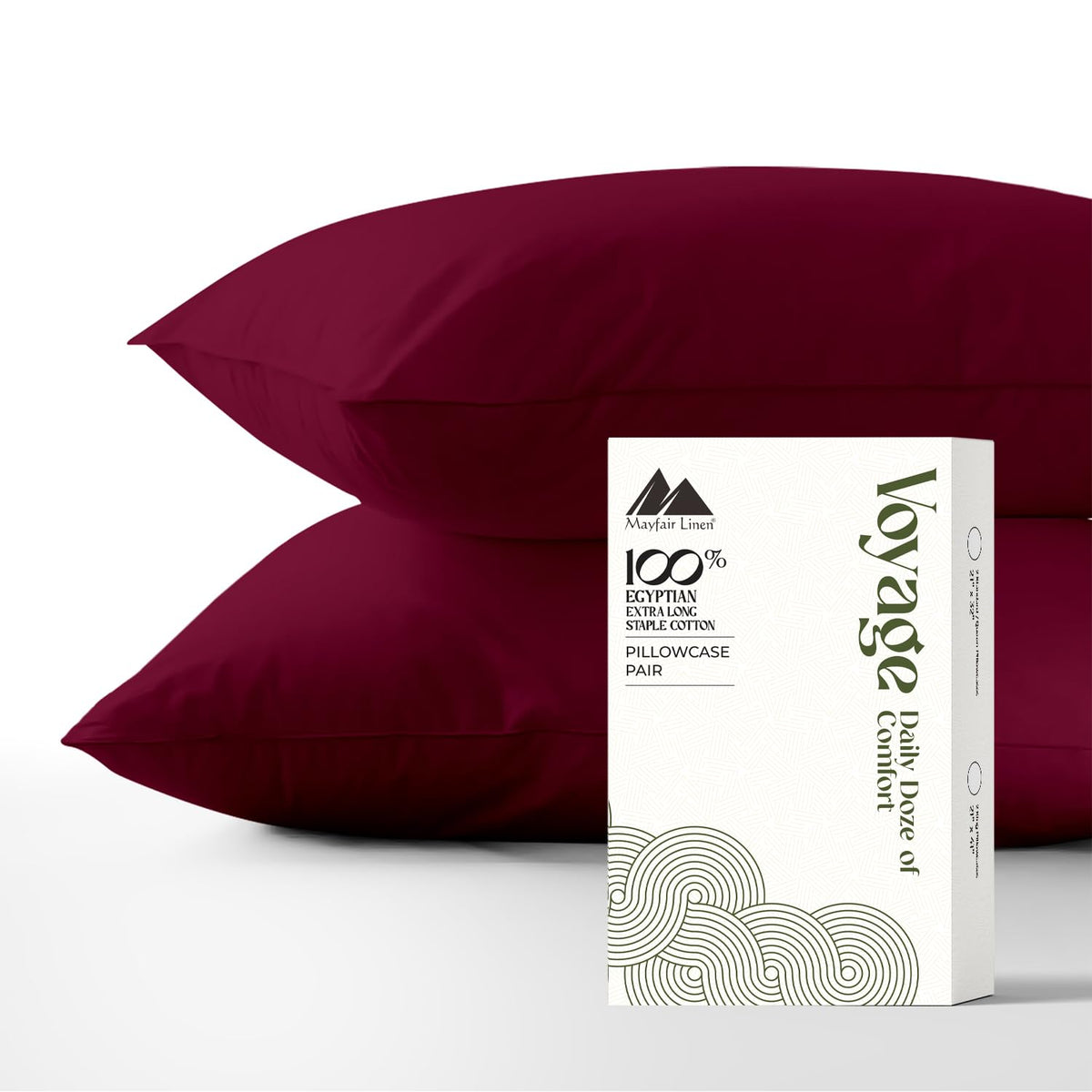 Mayfair Linen Pillow Cases Queen Size - Luxury 600 Series Egyptian Cotton Pillow Cases Queen Size Set of 2 (White), Soft, Cooling & Breathable Sateen Weave Hotel Pillowcovers - Voyage Collection