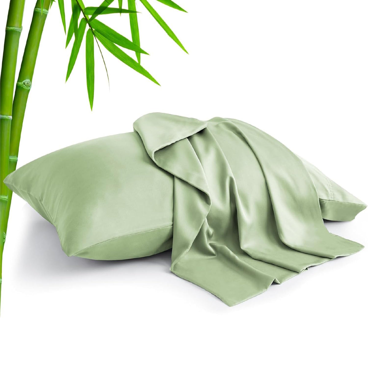 BEDELITE Cooling Pillow Cases Queen Size Set of 2, Rayon from Bamboo, Grey
