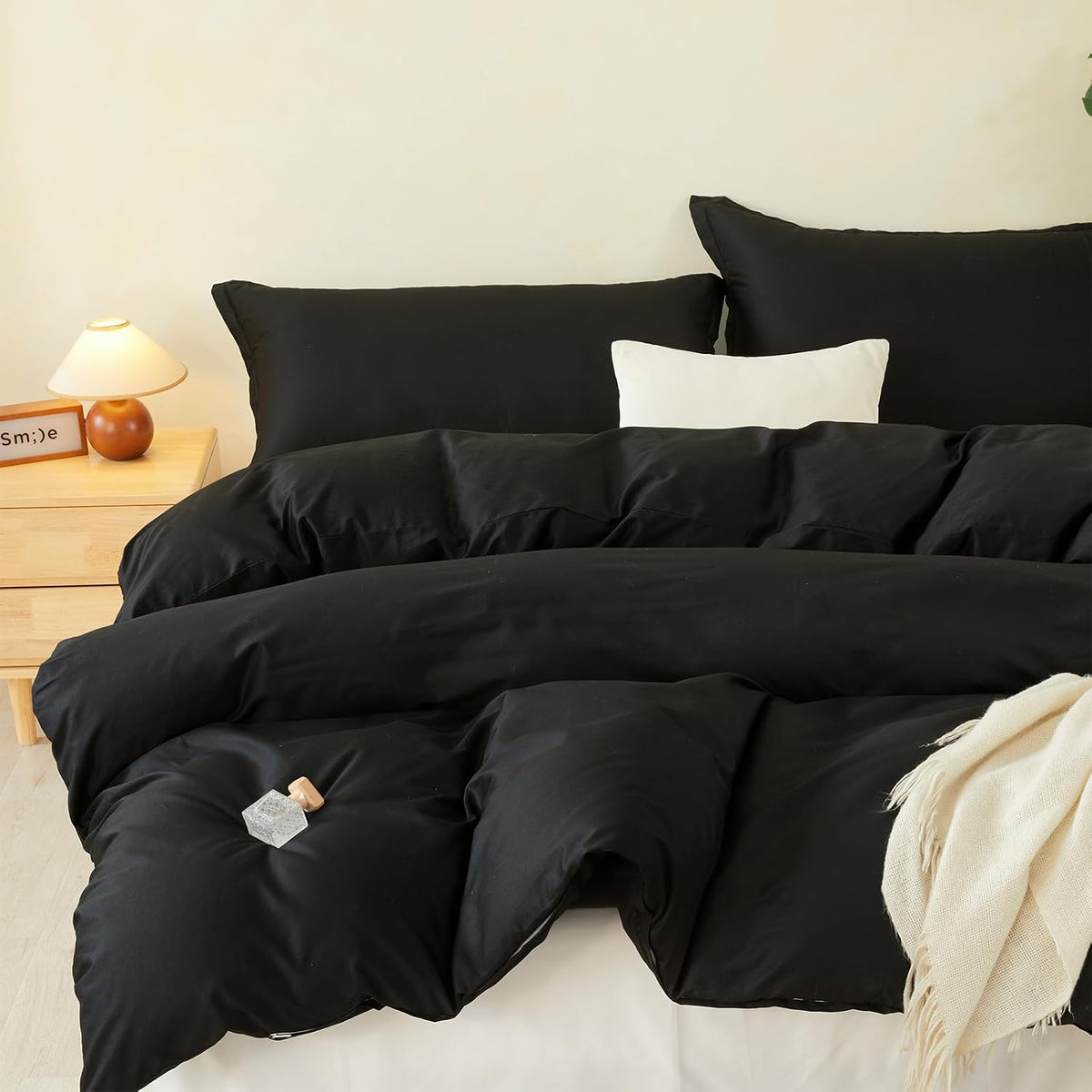 Duvet Cover Set King Size 100% Organic Cotton Pirate Black, SAPHREAS 3 Pcs Soft Bedding Comforter Cover with Zipper Closure & Corner Ties, Comforter Not Included
