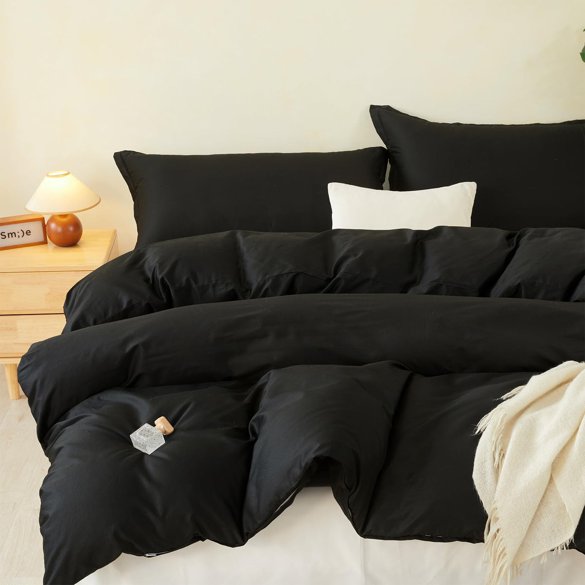 Duvet Cover Set King Size 100% Organic Cotton Pirate Black, SAPHREAS 3 Pcs Soft Bedding Comforter Cover with Zipper Closure & Corner Ties, Comforter Not Included