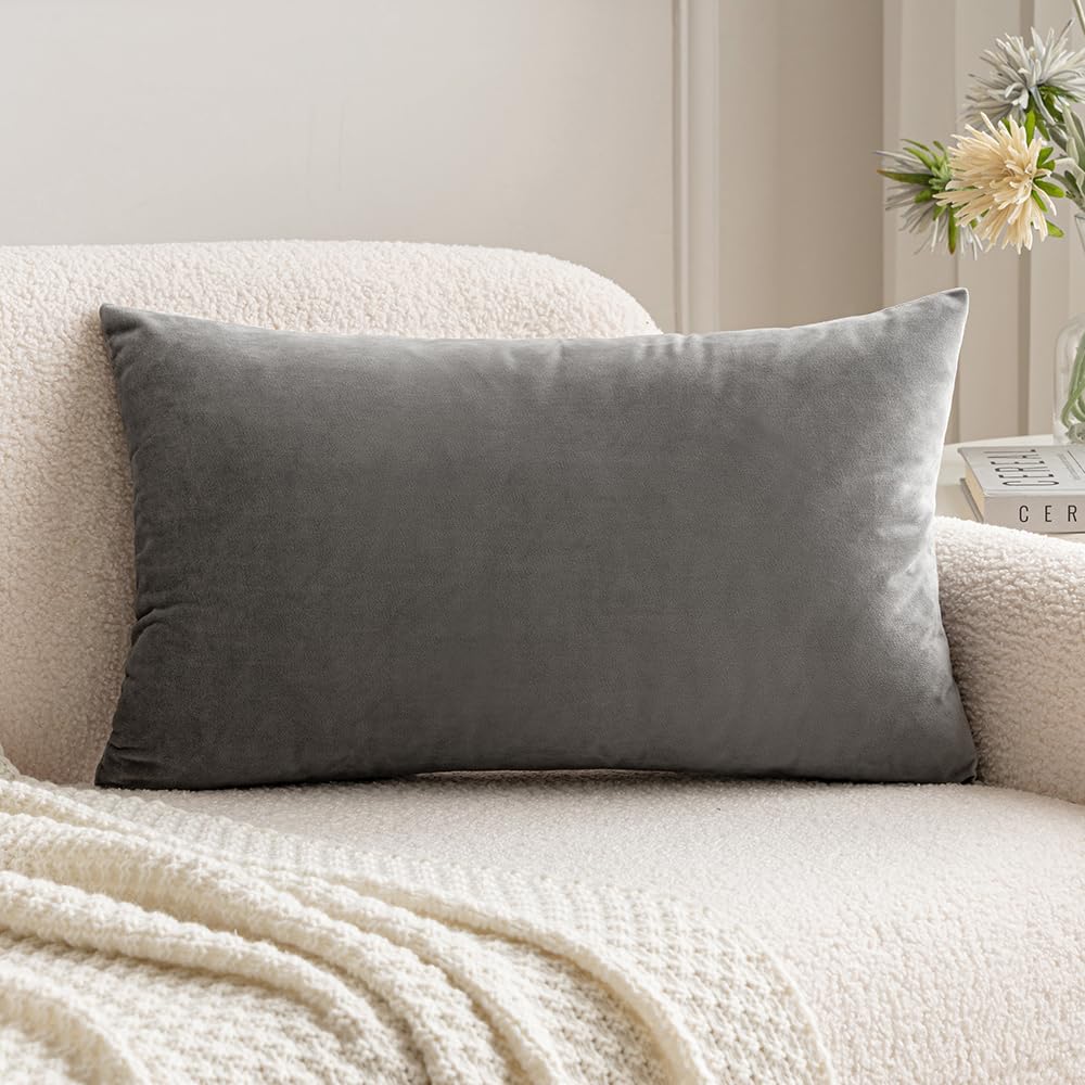 MIULEE Velvet Pillow Cover Soft Luxury Decorative Throw Pillow Cover Single Rectangle Cushion Case for Spring Couch Sofa Bedroom Car Decor,12x20 Inch Sage Green
