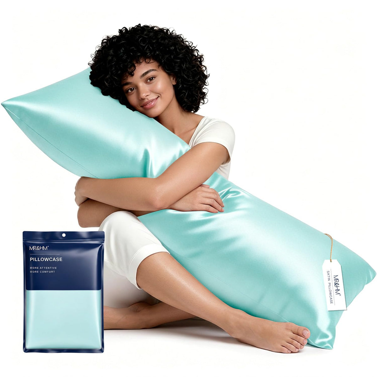 MR&HM Satin Pillowcase 2 Pack, Queen Size 20"x30", Black