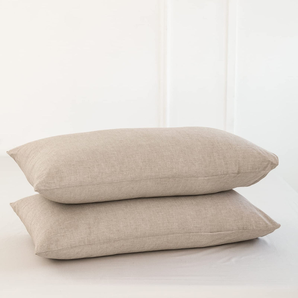MOOMEE Pillowcase Set of 2 100% Washed Cotton Linen-Like Standard