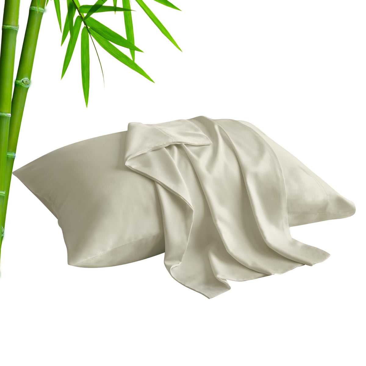 BEDELITE Cooling Pillow Cases Queen Size Set of 2, Rayon from Bamboo, Grey
