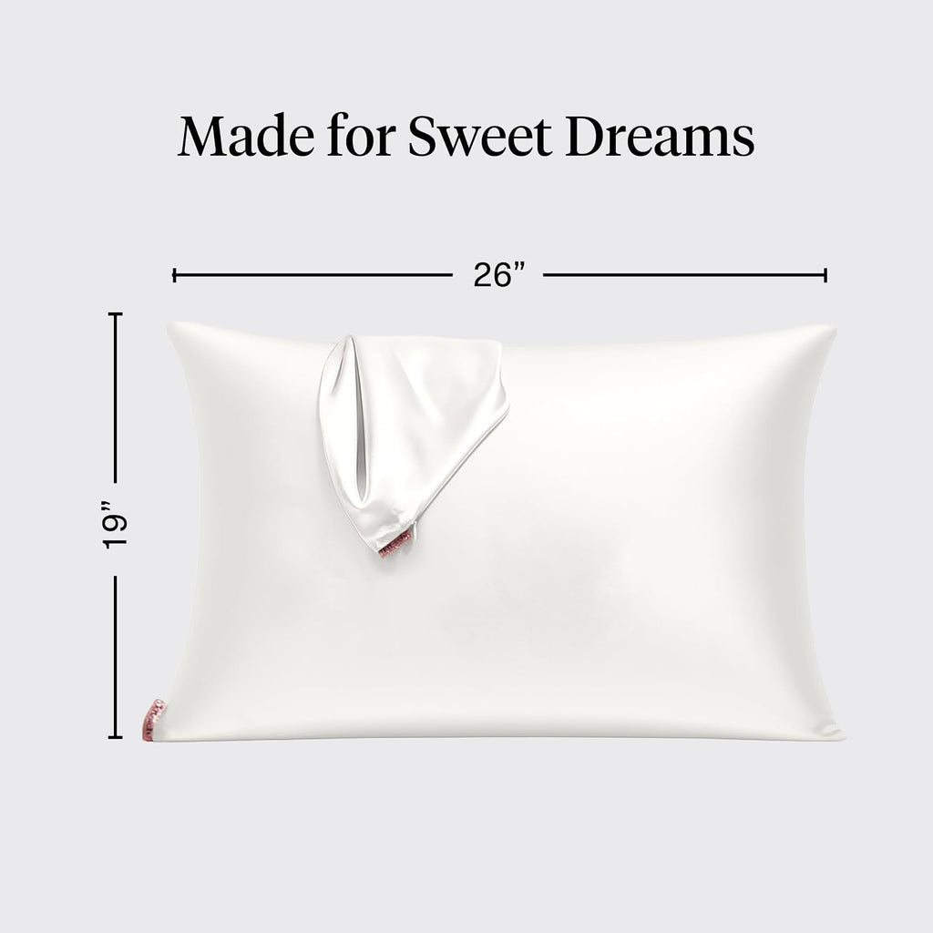 Kitsch Satin Pillowcase with Zipper - Standard Size, Ivory