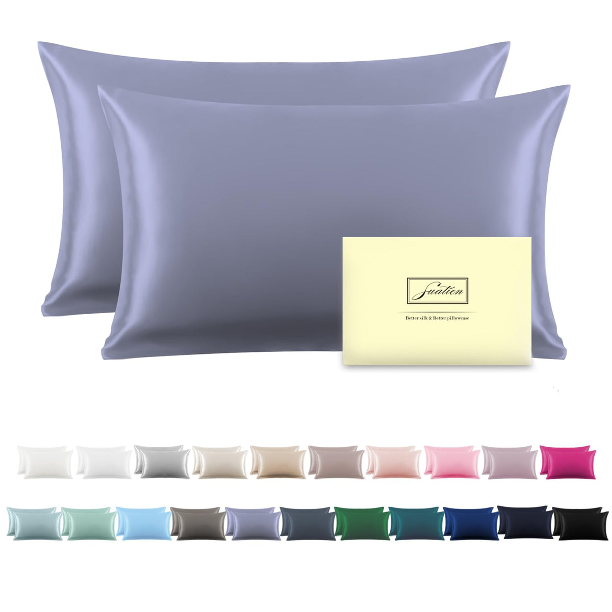 Mulberry Silk Pillowcase for Hair and Skin Standard Size 20"X 26" Pillow Case with Hidden Zipper Soft Breathable Smooth Cooling Silk Pillow Covers for Sleeping (Haze Blue,Standard,1Pcs)