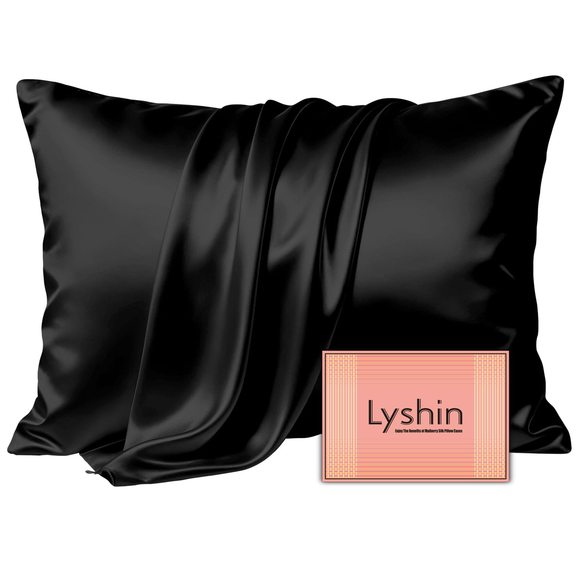LYSHIN White Silk Pillow Cases Standard Size with Hidden Zipper