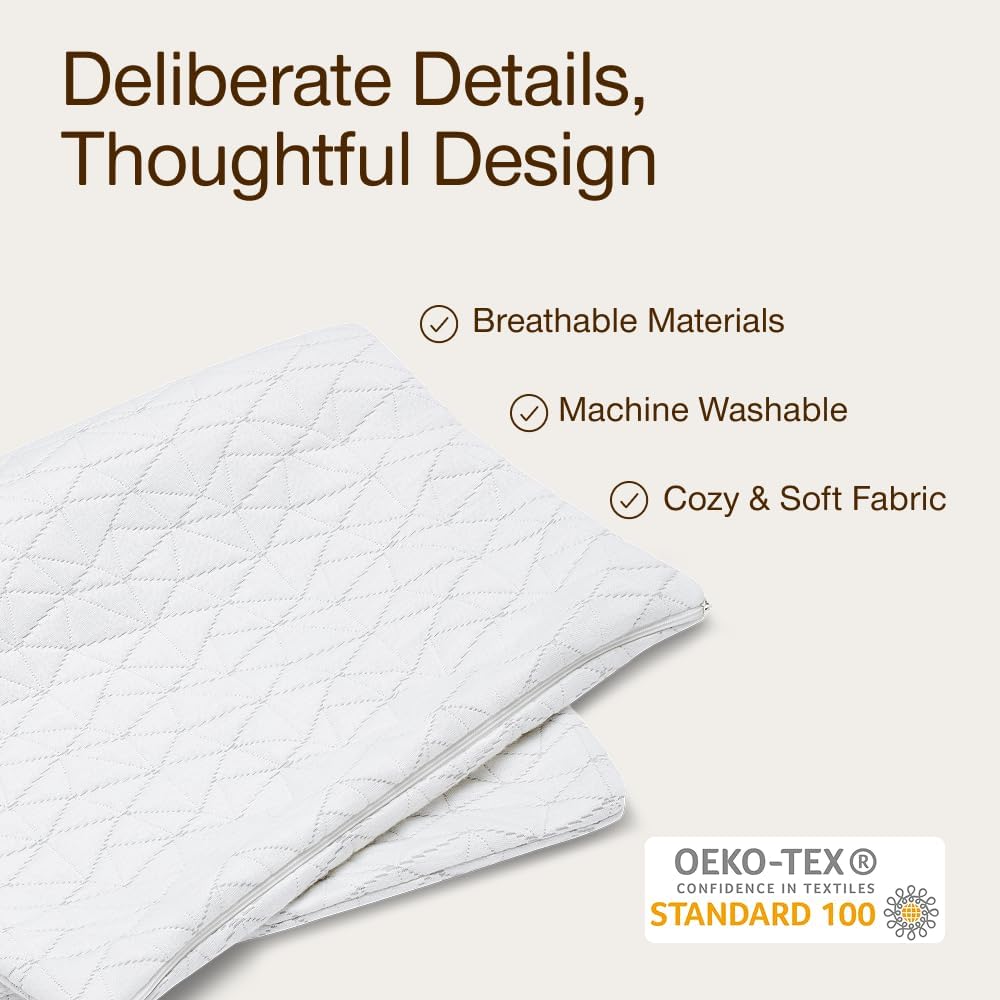 Coop Home Goods Original Pillow Case, Queen Size Pillow Case for Memory Foam Pillows, Breathable Ultra Soft Lulltra Fabric Cover with Zipper, Polyester/Rayon