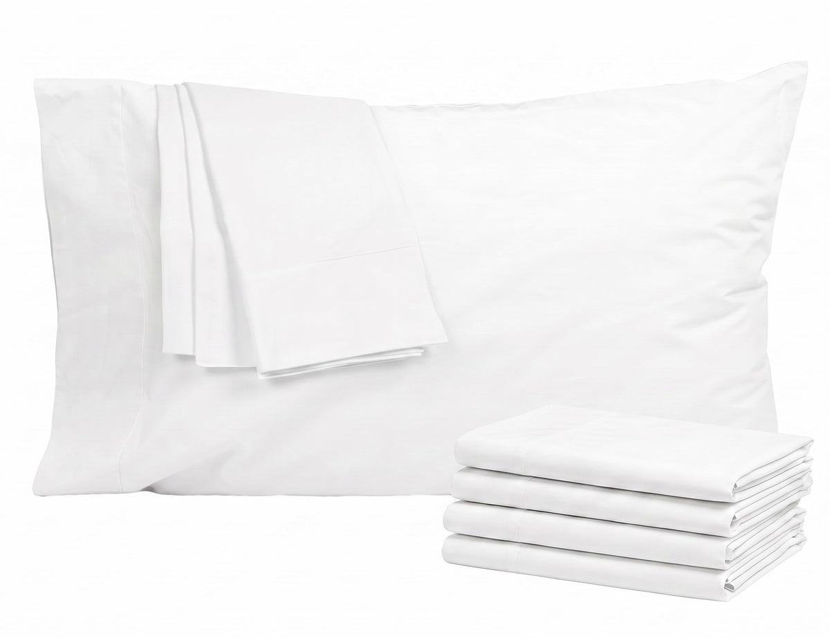 Pillow Cases Standard Queen Size 100% Cotton Percale Set of 2, White