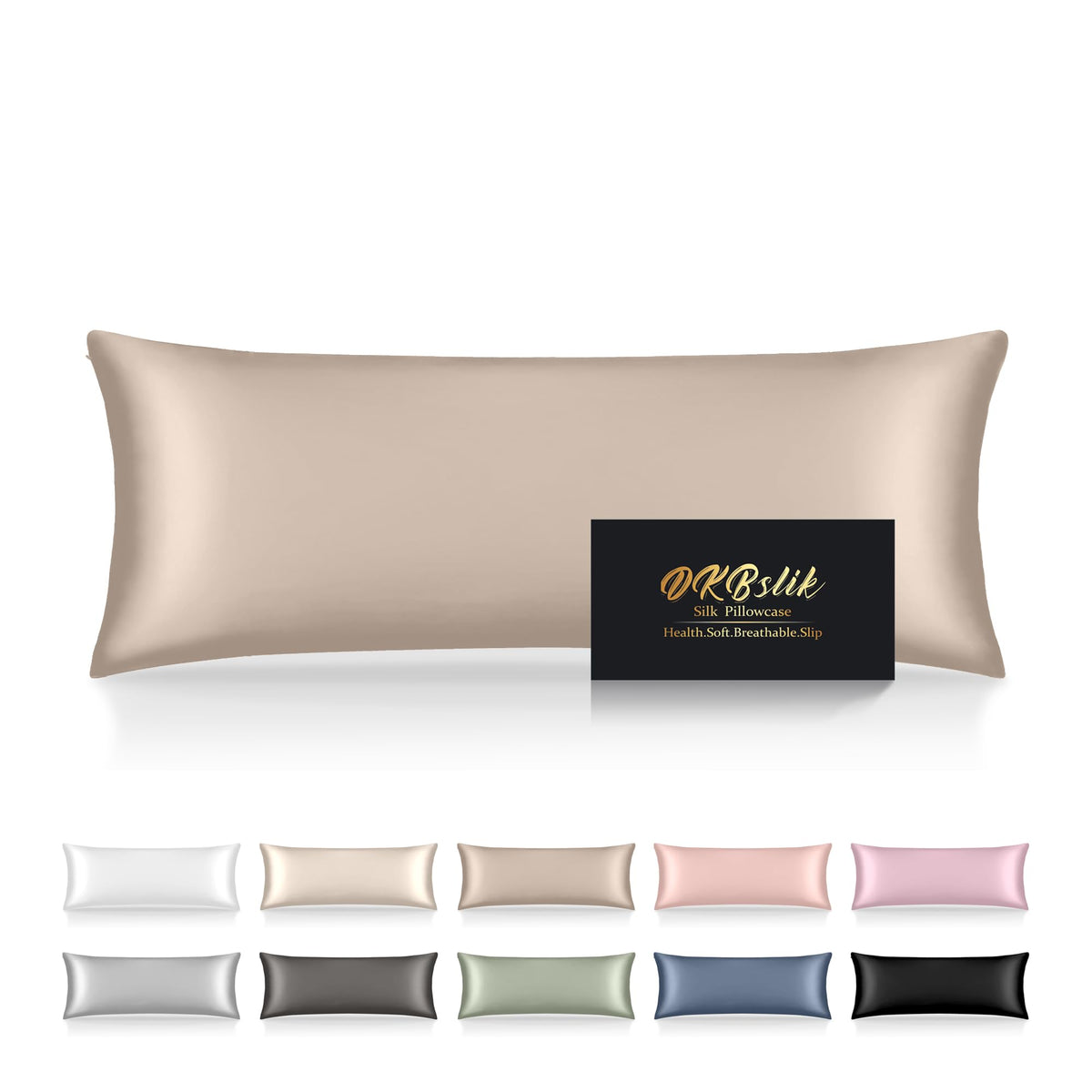 Silk Pillowcase for Hair and Skin, Mulberry Silk Pillow Cases Standard Size, Anti Acne Cooling Sleep Both Sides Natural Silk Satin Pillow Covers with Hidden Zipper, Gifts for Women Men, Ash Blue