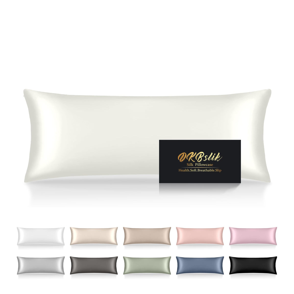 Silk Pillowcase for Hair and Skin, Mulberry Silk Pillow Cases Standard Size, Anti Acne Cooling Sleep Both Sides Natural Silk Satin Pillow Covers with Hidden Zipper, Gifts for Women Men, Ash Blue