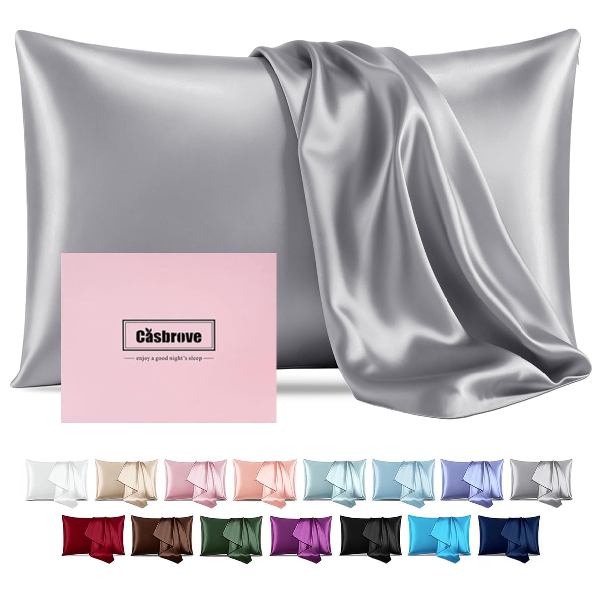 Silk Pillow Cases Mulberry Silk Pillowcases Soft Breathable Both Sided Natural Silk Pillowcase with Zipper Beauty Sleep Silk Pillow Cases 1 Pc for Gift (Standard, Cornflower Blue)