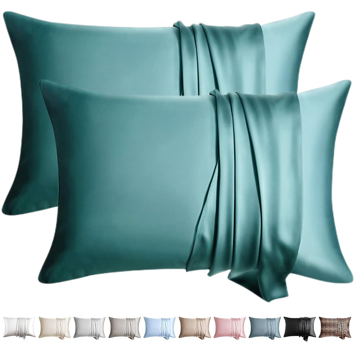 100% Silk Pillow Cases 2 Pack Queen Size Mulberry Silk Pillowcase for Hair and Skin Set of 2 Highest Grade 6A Silk Soft Breathable Cooling with Hidden Zipper, Grey