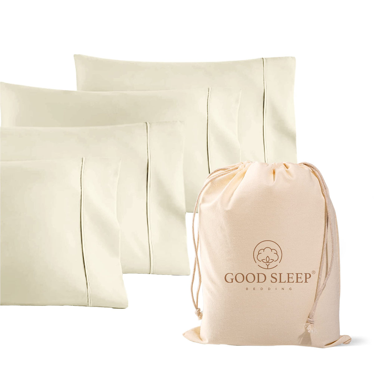 Pillow Cases Standard Size Set of 4, 800 TC, 100% Egyptian Cotton - White