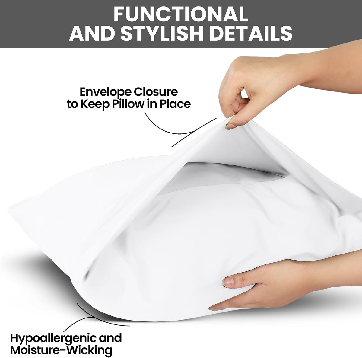 Pillow Covers Standard Size Set of 4, Soft and Comfy Pillow Cases, White