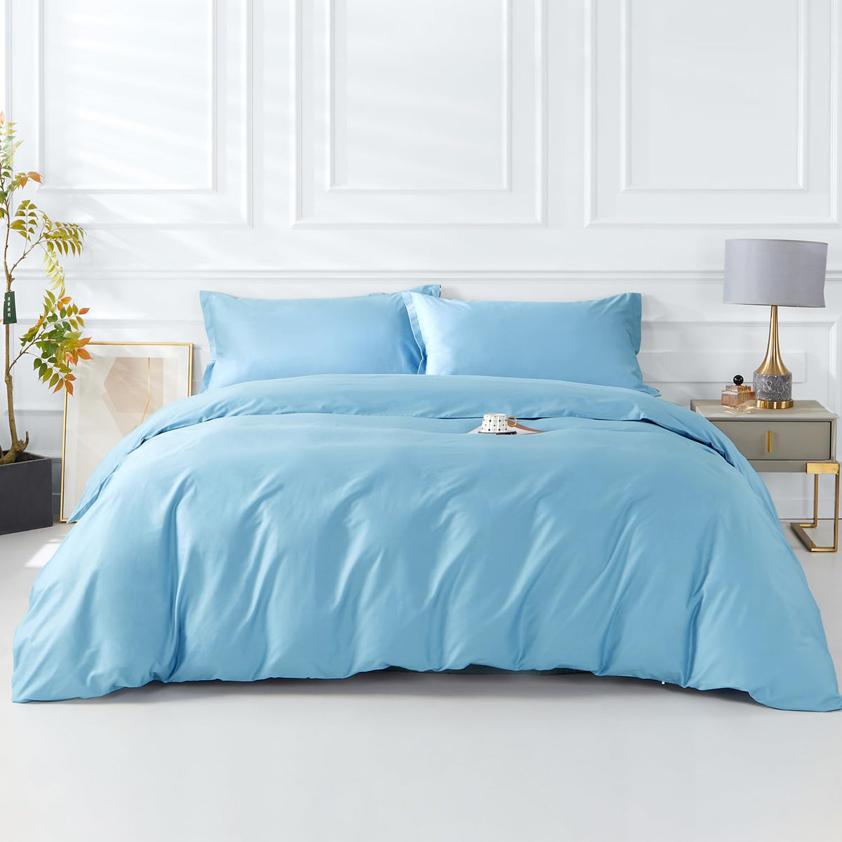 Duvet Cover Set King Size 100% Organic Cotton Pirate Black, SAPHREAS 3 Pcs Soft Bedding Comforter Cover with Zipper Closure & Corner Ties, Comforter Not Included