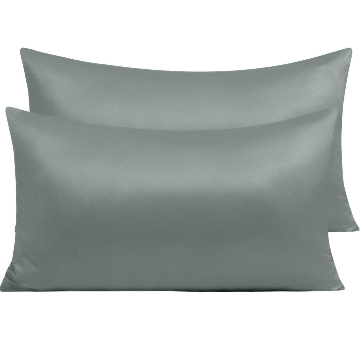 NTBAY Standard Satin Pillowcases, Set of 2, Zipper, Black