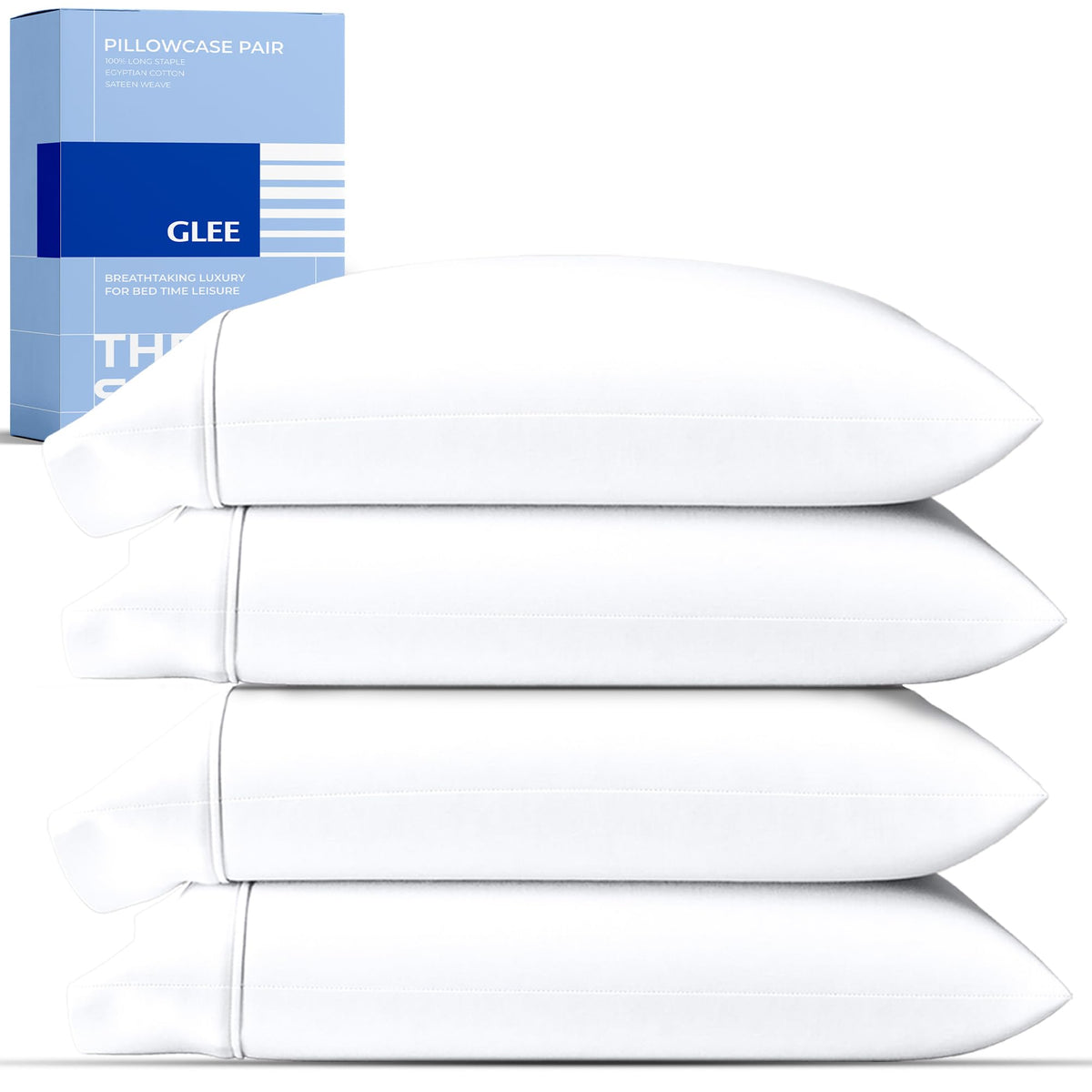 THREAD SPREAD 100% Cotton Pillow Cases Queen Size Set of 2 - Luxury 400 Thread Count Queen Pillow Cases (White), Soft Cooling Breathable Hotel Cotton Pillowcases, Fits Standard Pillows