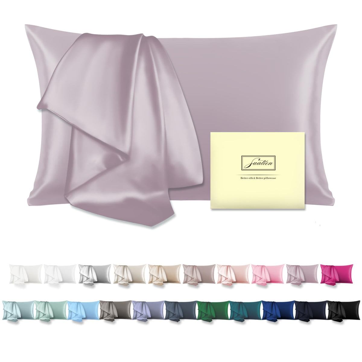Mulberry Silk Pillowcase for Hair and Skin Standard Size 20"X 26" Pillow Case with Hidden Zipper Soft Breathable Smooth Cooling Silk Pillow Covers for Sleeping (Haze Blue,Standard,1Pcs)