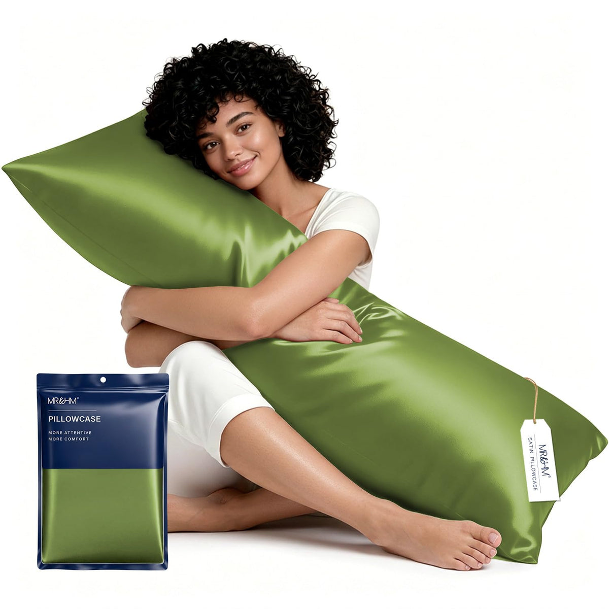 MR&HM Satin Pillowcase 2 Pack, Queen Size 20"x30", Black