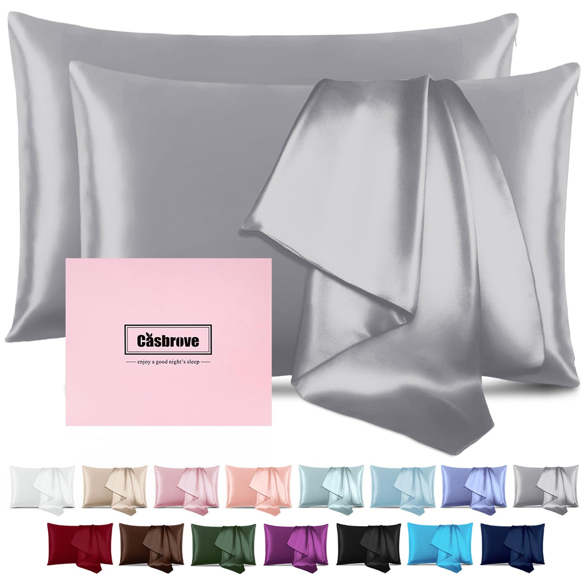 Silk Pillow Cases Mulberry Silk Pillowcases Soft Breathable Both Sided Natural Silk Pillowcase with Zipper Beauty Sleep Silk Pillow Cases 1 Pc for Gift (Standard, Cornflower Blue)