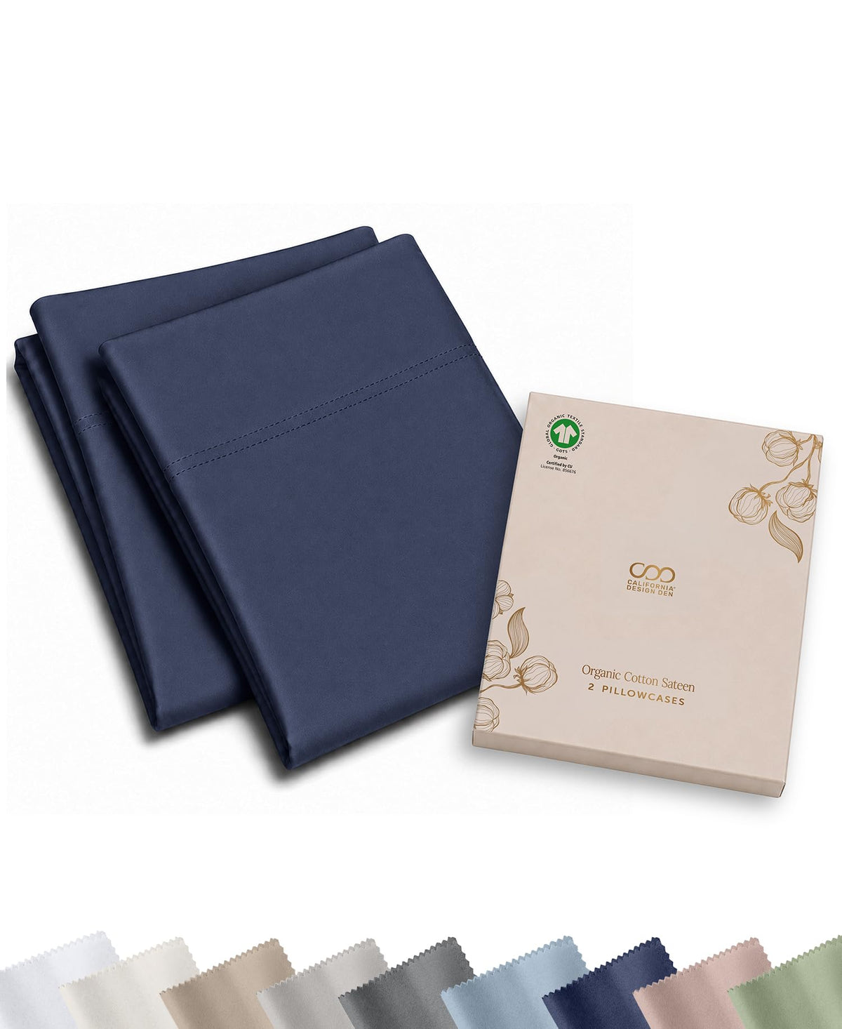 California Design Den 100% Organic Cotton Pillow Cases Standard Size, White