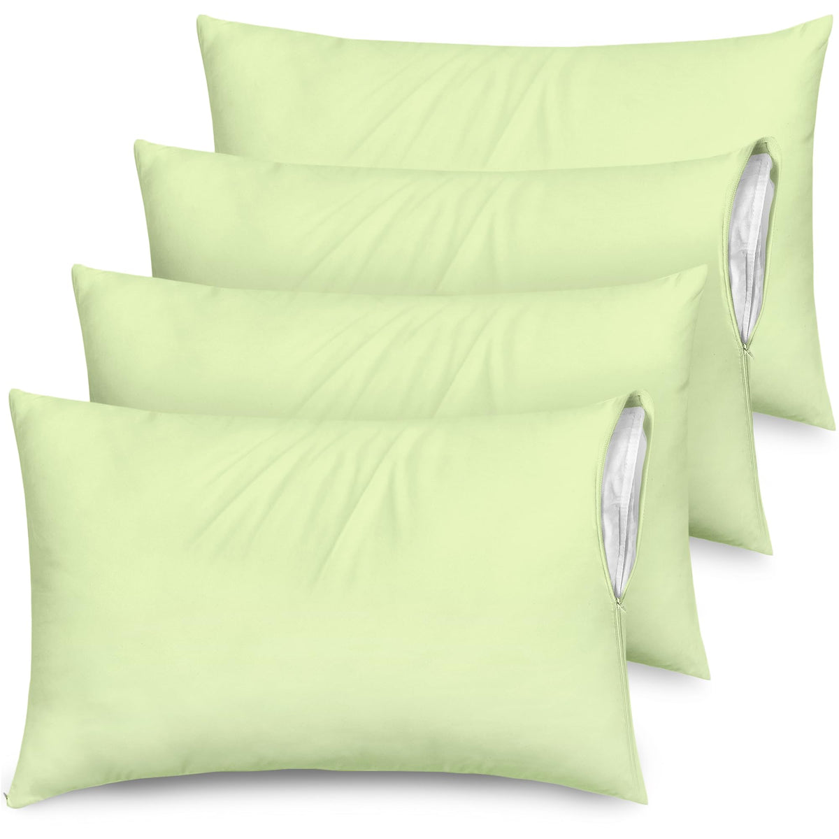 Ultra Soft Pillow Protectors with Zipper - Queen Size - Set of 4 - White