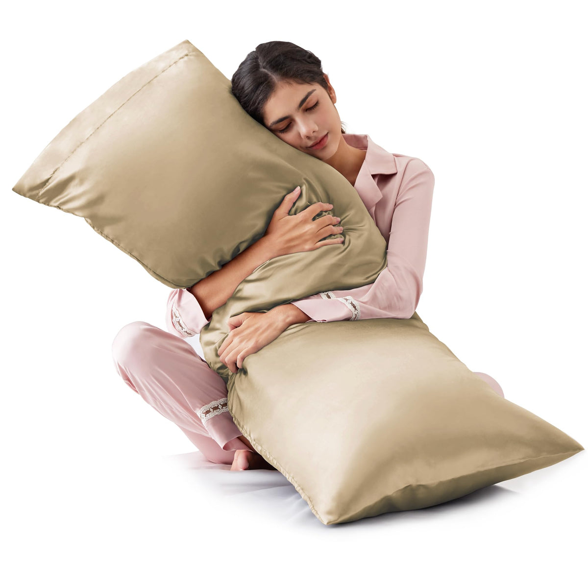 Love's cabin Satin Pillowcase Set of 2 Queen Size 20x30, Cooling Pillow Covers for Hair and Skin, Silky Smooth with Envelope Closure, Similar to Silk, Black