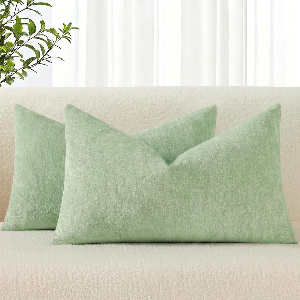 decorUhome Soft Chenille Blush Pink Throw Pillow Covers 18X18 Set of 2