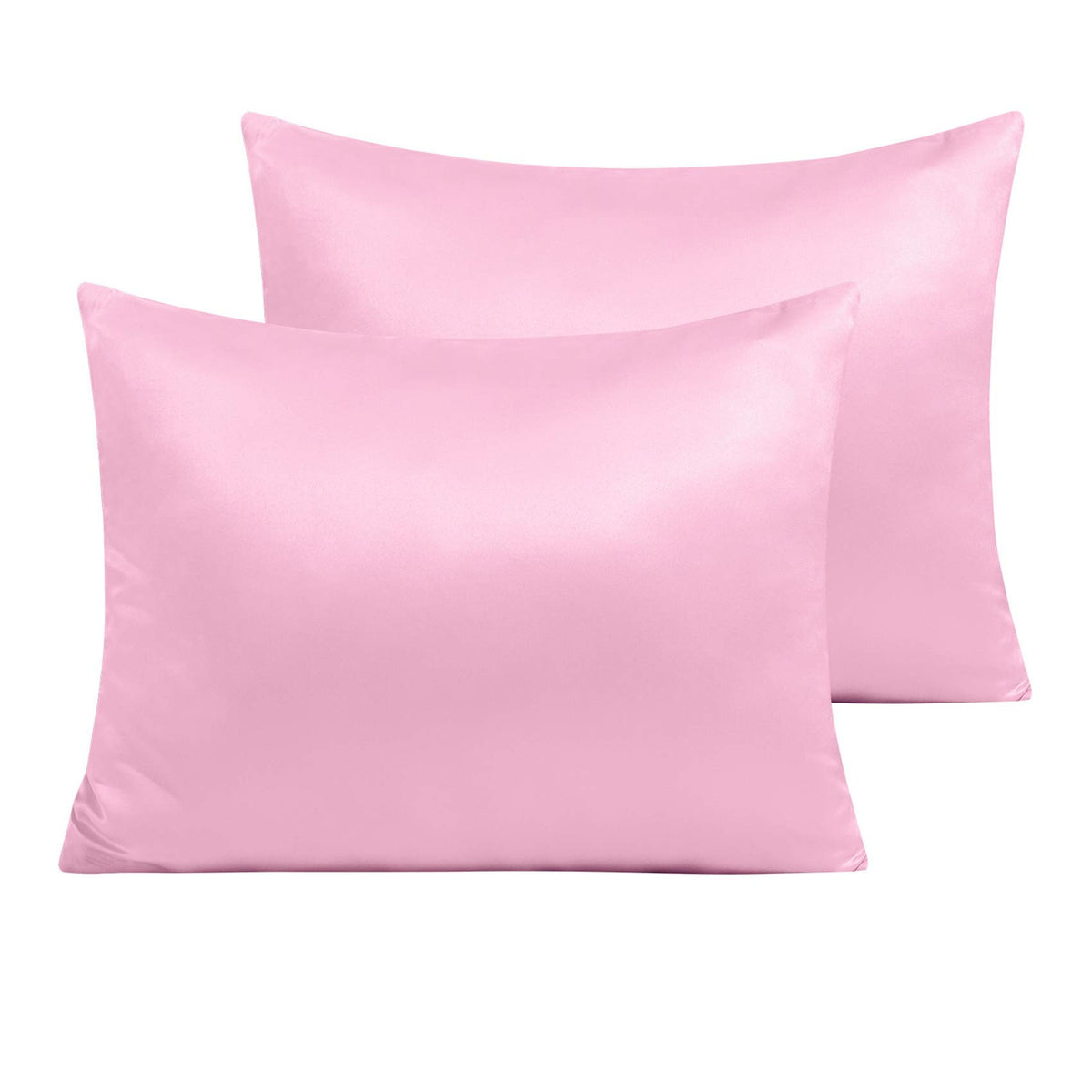 NTBAY Standard Satin Pillowcases, Set of 2, Zipper, Black
