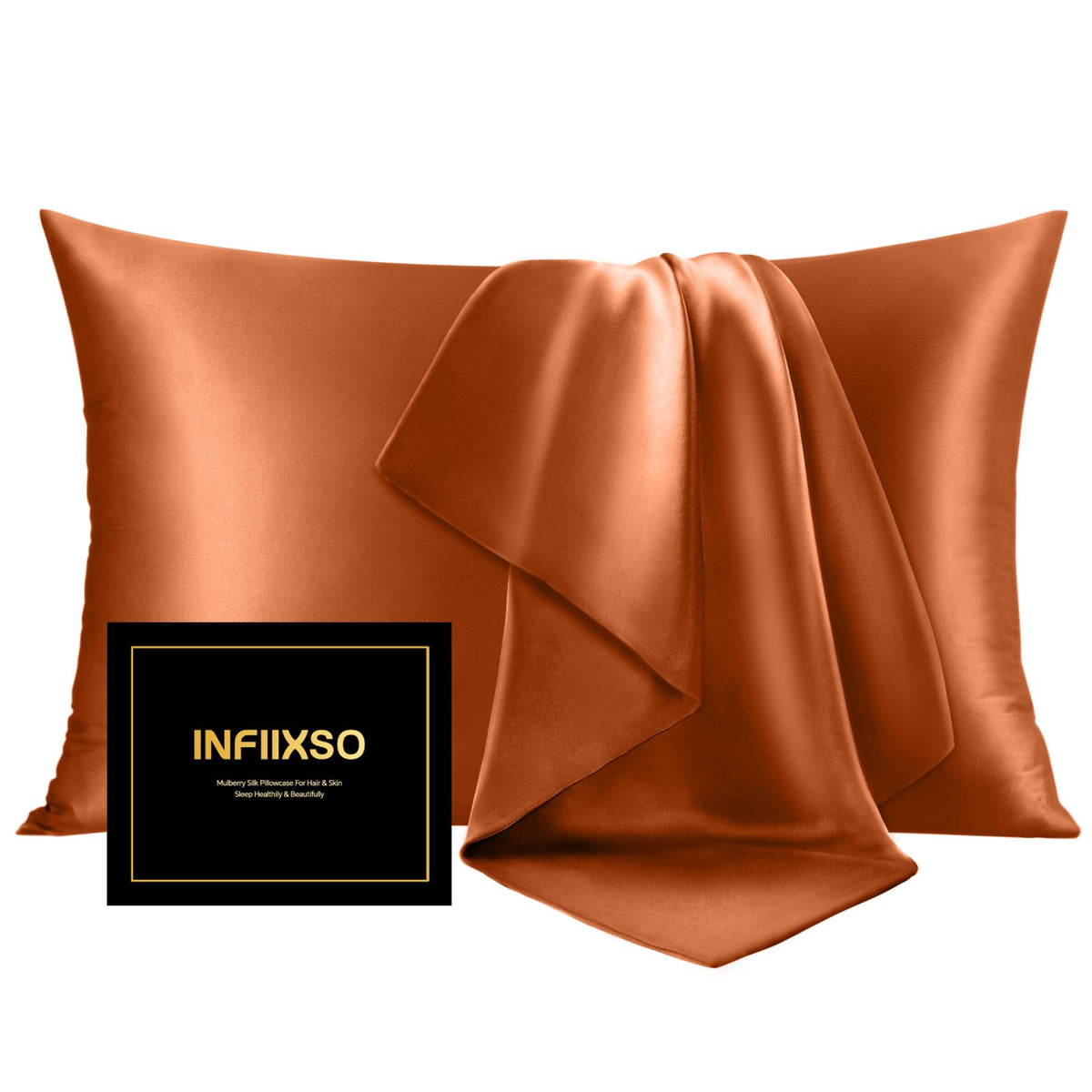 INFIIXSO Silk Pillow Cases 2 Pack, Standard Size, Hidden Zipper, Light Grey