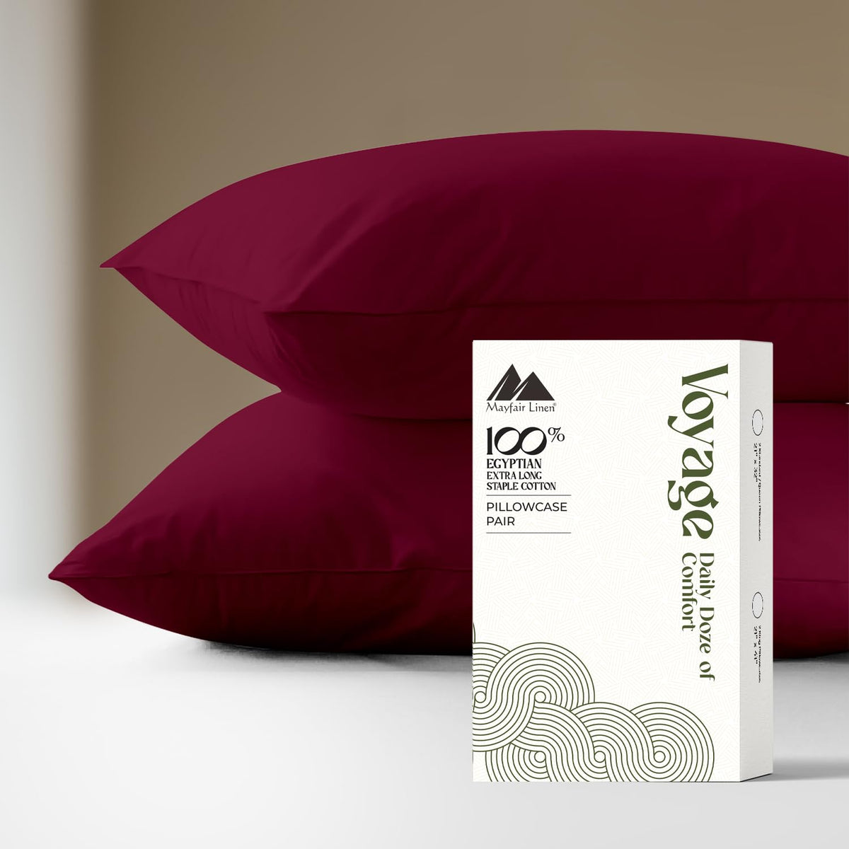 Mayfair Linen Pillow Cases Queen Size - Luxury 600 Series Egyptian Cotton Pillow Cases Queen Size Set of 2 (White), Soft, Cooling & Breathable Sateen Weave Hotel Pillowcovers - Voyage Collection