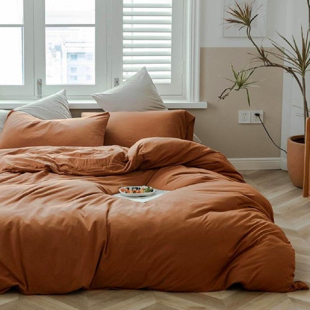 Purple Bedding Duvet Cover Full Size 3 Pieces Pale Mauve Duvet Cover Boho Solid Bedding Set Luxury Soft Jersey Knit Cotton Comforter Cover with 2 Pillowcases Breathable Soft Mauve Color Bedding Set