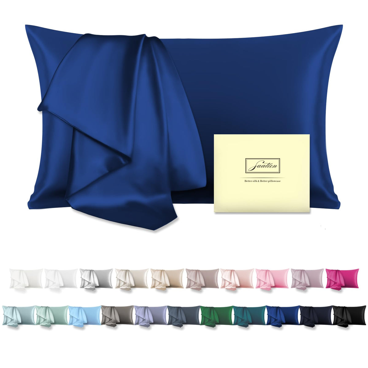 Mulberry Silk Pillowcase for Hair and Skin Standard Size 20"X 26" Pillow Case with Hidden Zipper Soft Breathable Smooth Cooling Silk Pillow Covers for Sleeping (Haze Blue,Standard,1Pcs)