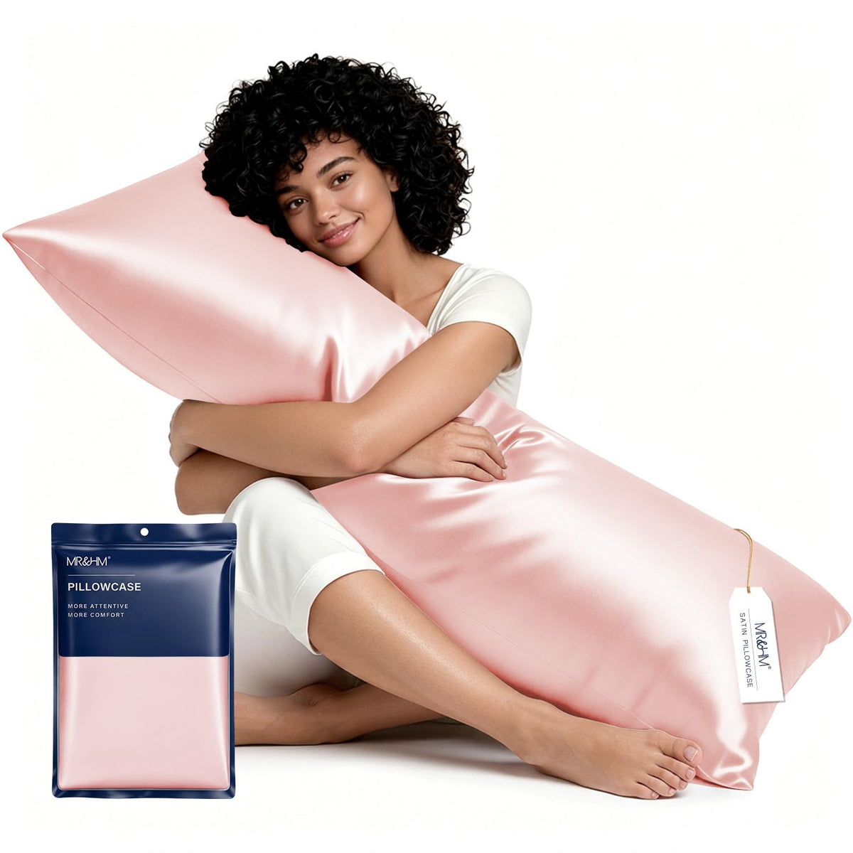 MR&HM Satin Pillowcase 2 Pack, Queen Size 20"x30", Black