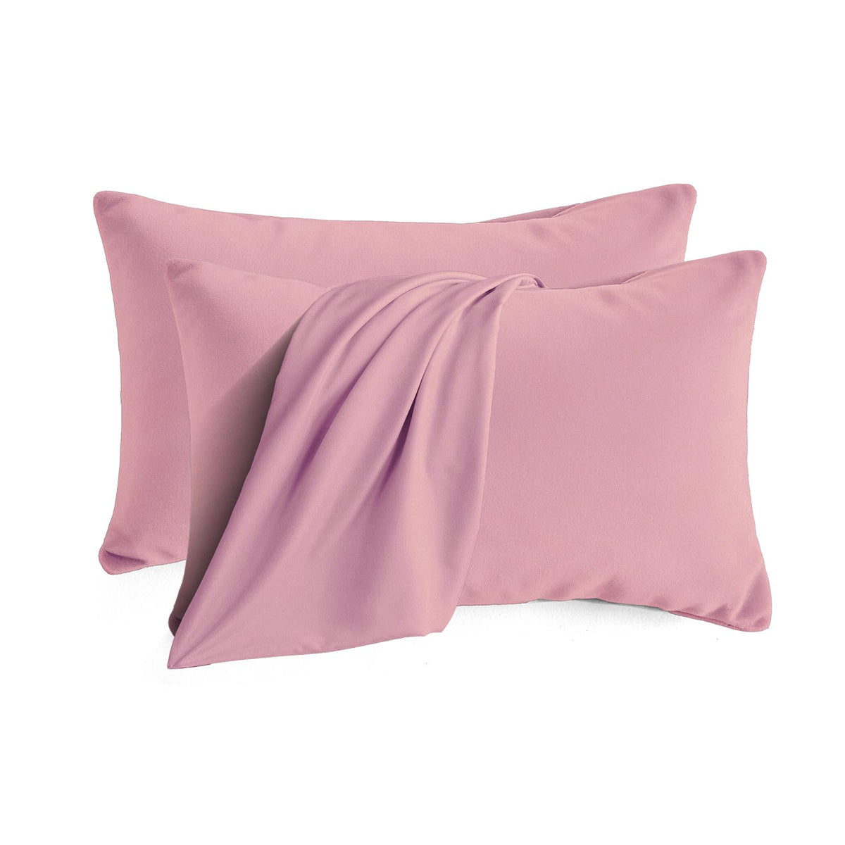 Set of 2 Brushed Microfiber Pillowcases 20x26 inch Pink