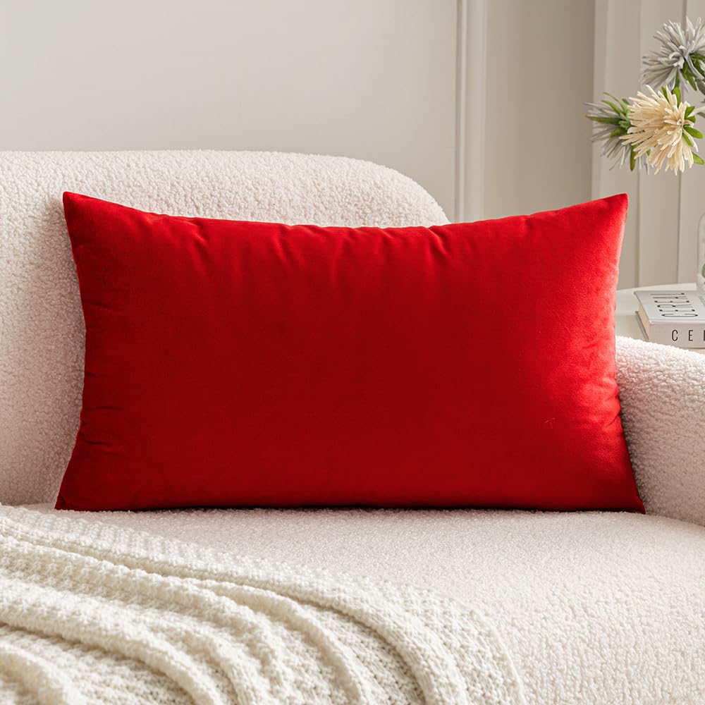 MIULEE Velvet Pillow Cover Soft Luxury Decorative Throw Pillow Cover Single Rectangle Cushion Case for Spring Couch Sofa Bedroom Car Decor,12x20 Inch Sage Green