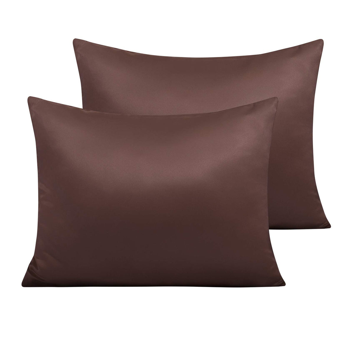 NTBAY Standard Satin Pillowcases, Set of 2, Zipper, Black
