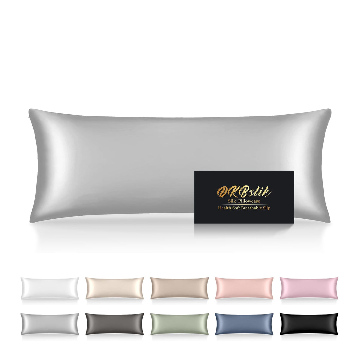 Silk Pillowcase for Hair and Skin, Mulberry Silk Pillow Cases Standard Size, Anti Acne Cooling Sleep Both Sides Natural Silk Satin Pillow Covers with Hidden Zipper, Gifts for Women Men, Ash Blue
