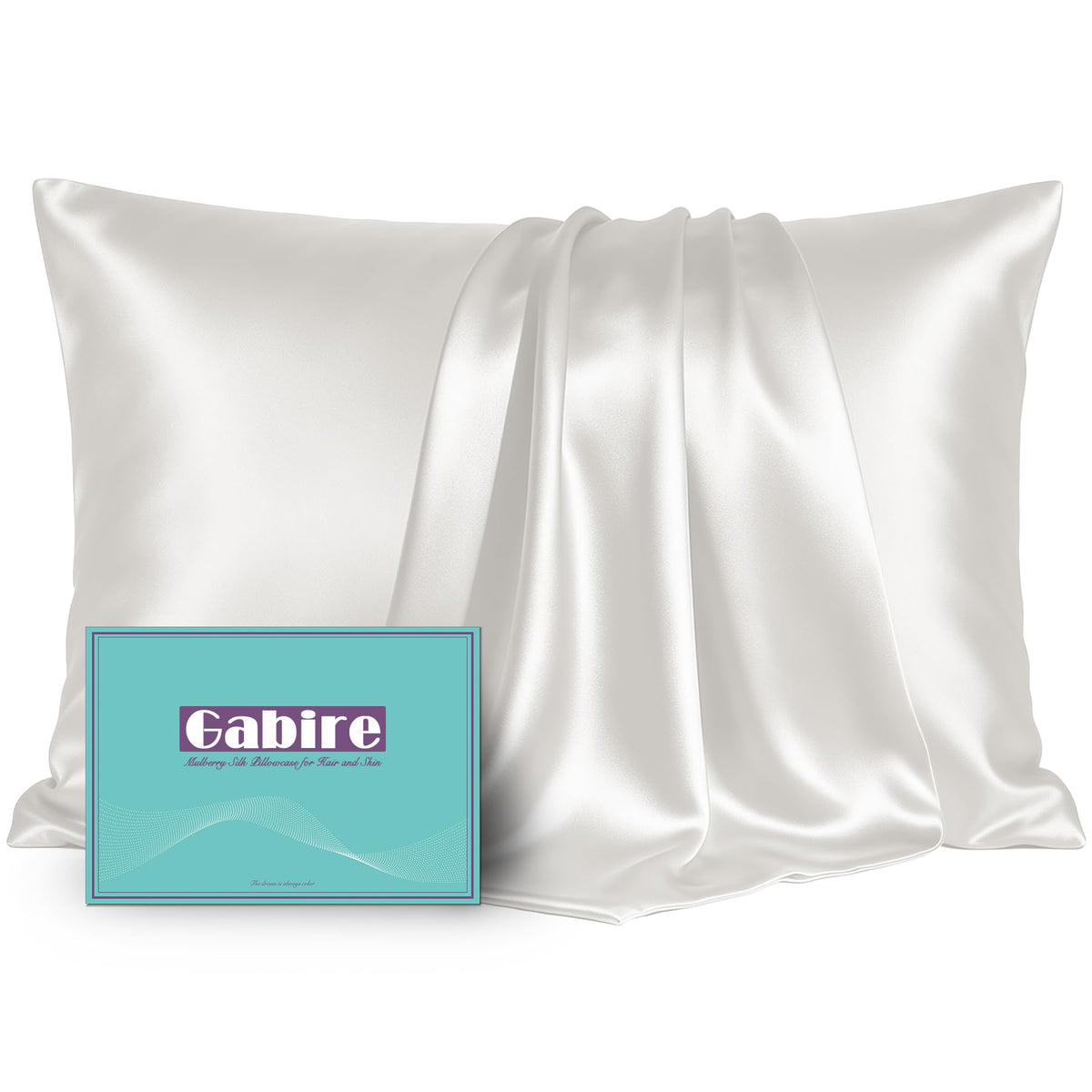 Gabire Mulberry Silk Pillow Cases Set of 2, Both Sides Real Silk Pillowcase for Hair and Skin Prevent Acne Pillowcase Organic Silk Pillowcase 2 Pack with Hidden Zipper, Black, Standard (20"×26")