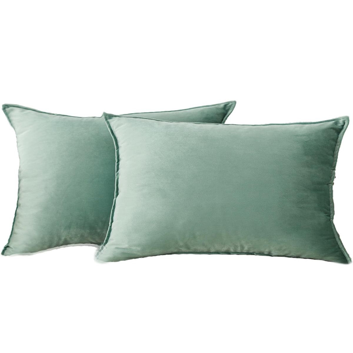 JIAHANNHA Velvet Green Throw Pillow Covers 18”x18”Pack of 2 Soft Decorative