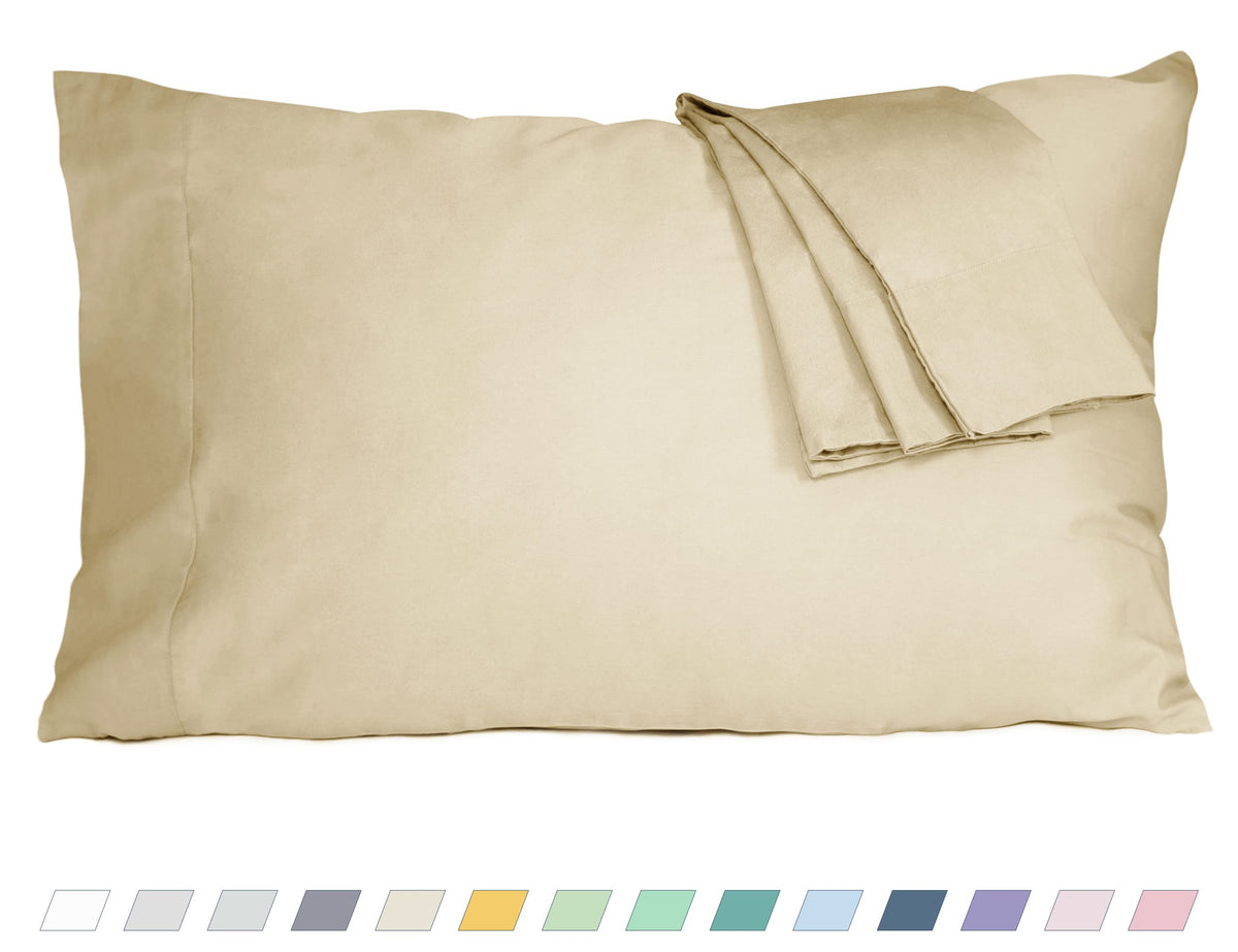 Pillow Cases Standard Queen Size 100% Cotton Percale Set of 2, White