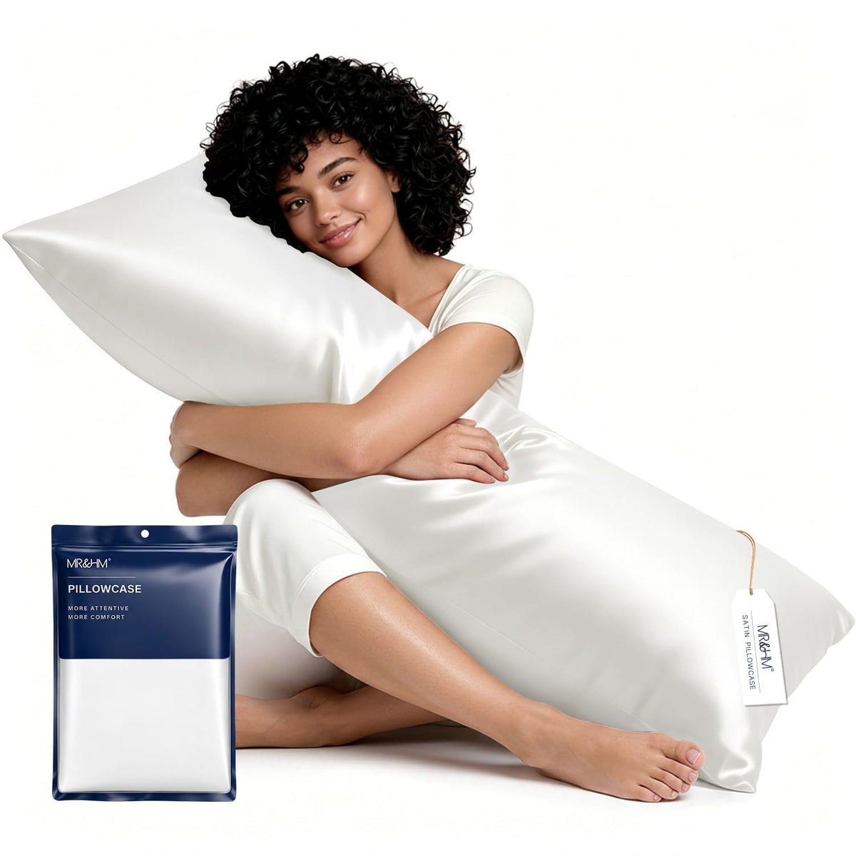 MR&HM Satin Pillowcase 2 Pack, Queen Size 20"x30", Black