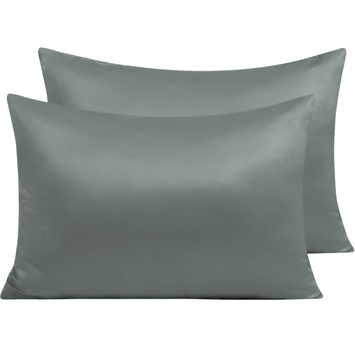 NTBAY Standard Satin Pillowcases, Set of 2, Zipper, Black