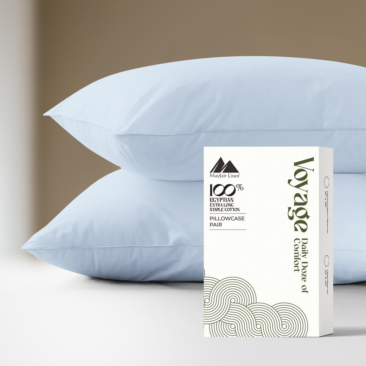 Mayfair Linen Pillow Cases Queen Size - Luxury 600 Series Egyptian Cotton Pillow Cases Queen Size Set of 2 (White), Soft, Cooling & Breathable Sateen Weave Hotel Pillowcovers - Voyage Collection