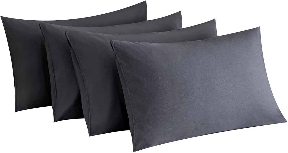 MINIPANDA Dark Grey Pillow Cases Set of 4 Queen Size, Envelope Design